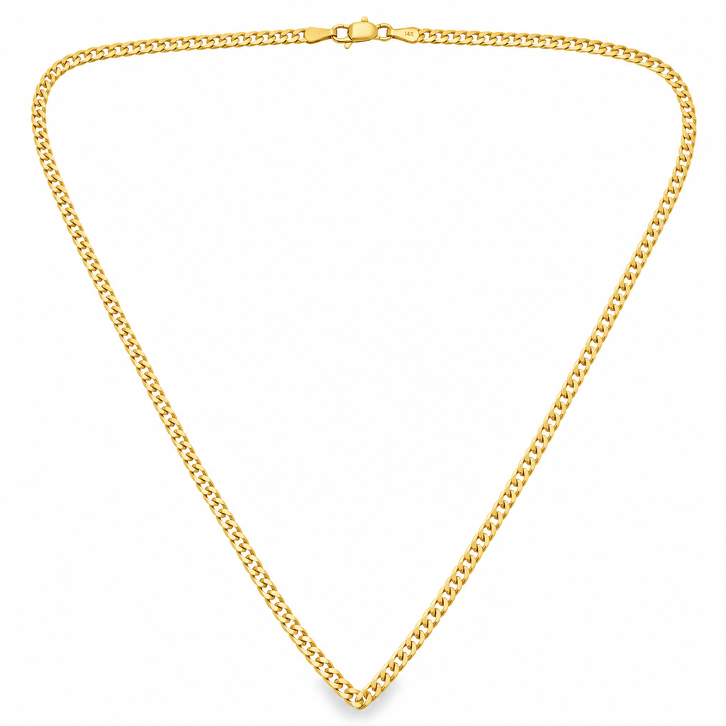 10K Yellow Gold Italian Curb Link Chain – 2.5mm, 20"