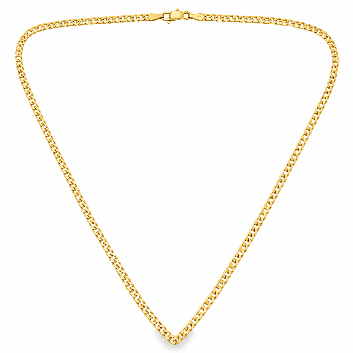 10K Yellow Gold Italian Curb Link Chain – 2.5mm, 20"