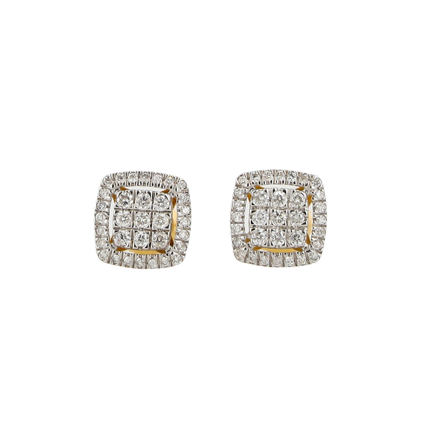 0.50Ctw 14K Yellow Gold Diamond Square Stud Earrings