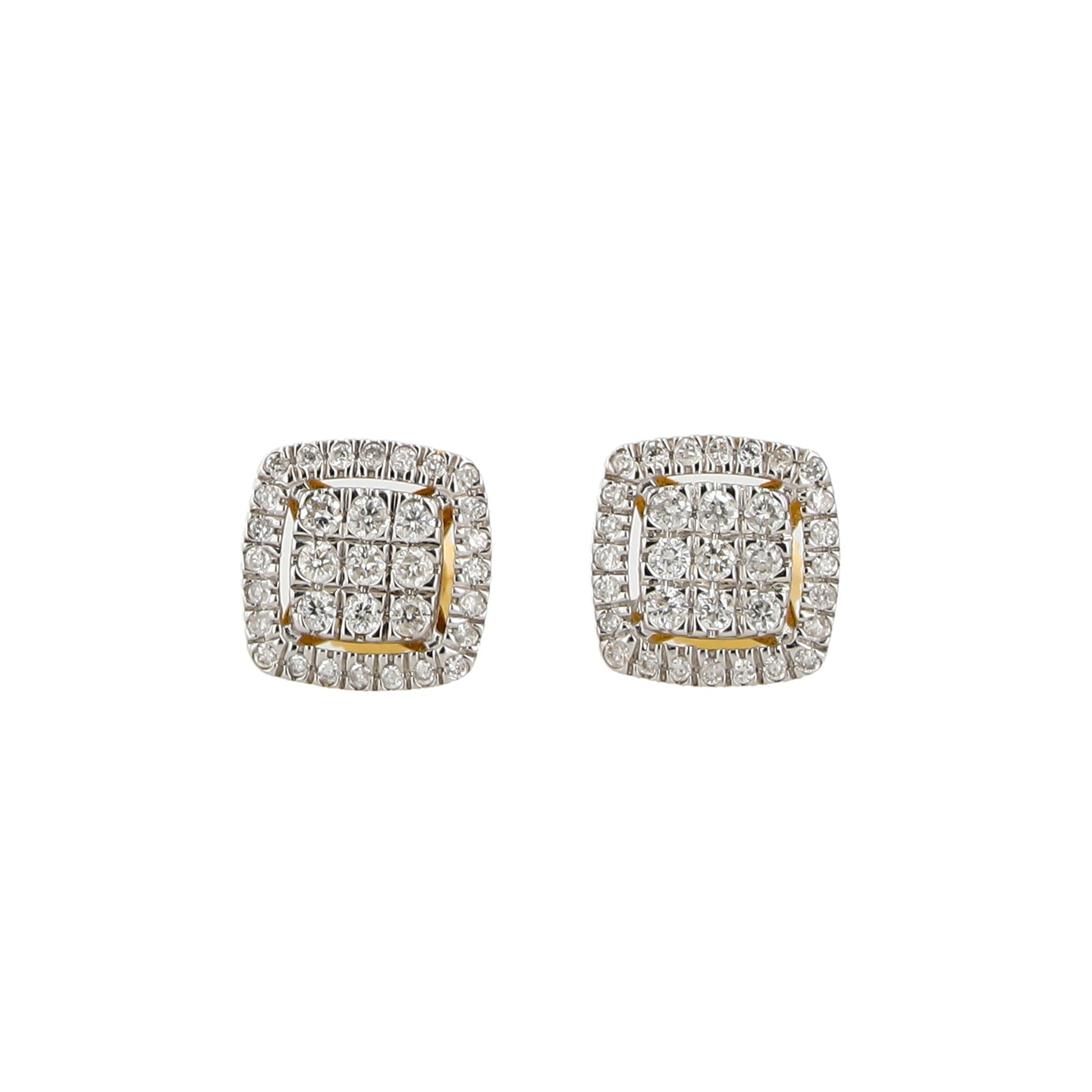0.50Ctw 14K Yellow Gold Diamond Square Stud Earrings