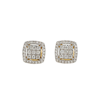 0.50Ctw 14K Yellow Gold Diamond Square Stud Earrings