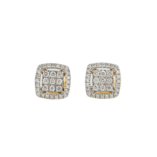 0.50Ctw 14K Yellow Gold Diamond Square Stud Earrings