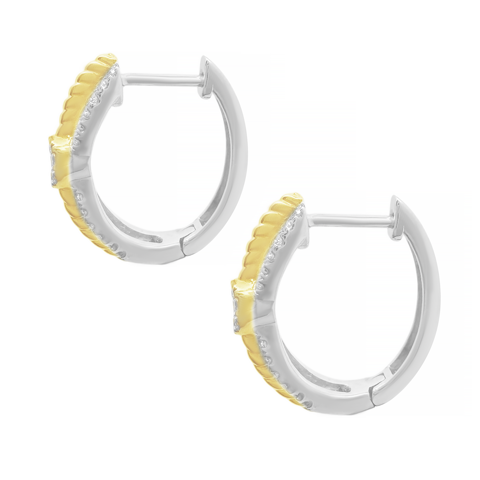 0.33Ctw 14K Two Tone Gold Diamond Hoop Earrings