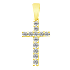0.25Ctw 14K Yellow Gold Diamond Cross Pendant 0.5Dwt