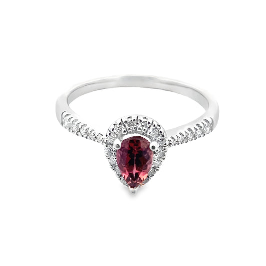 0.43 Ptpr/0.20Ctw Dird 14K White Gold Pink Tourmaline & Dia Ring Size 7 1.5Dwt