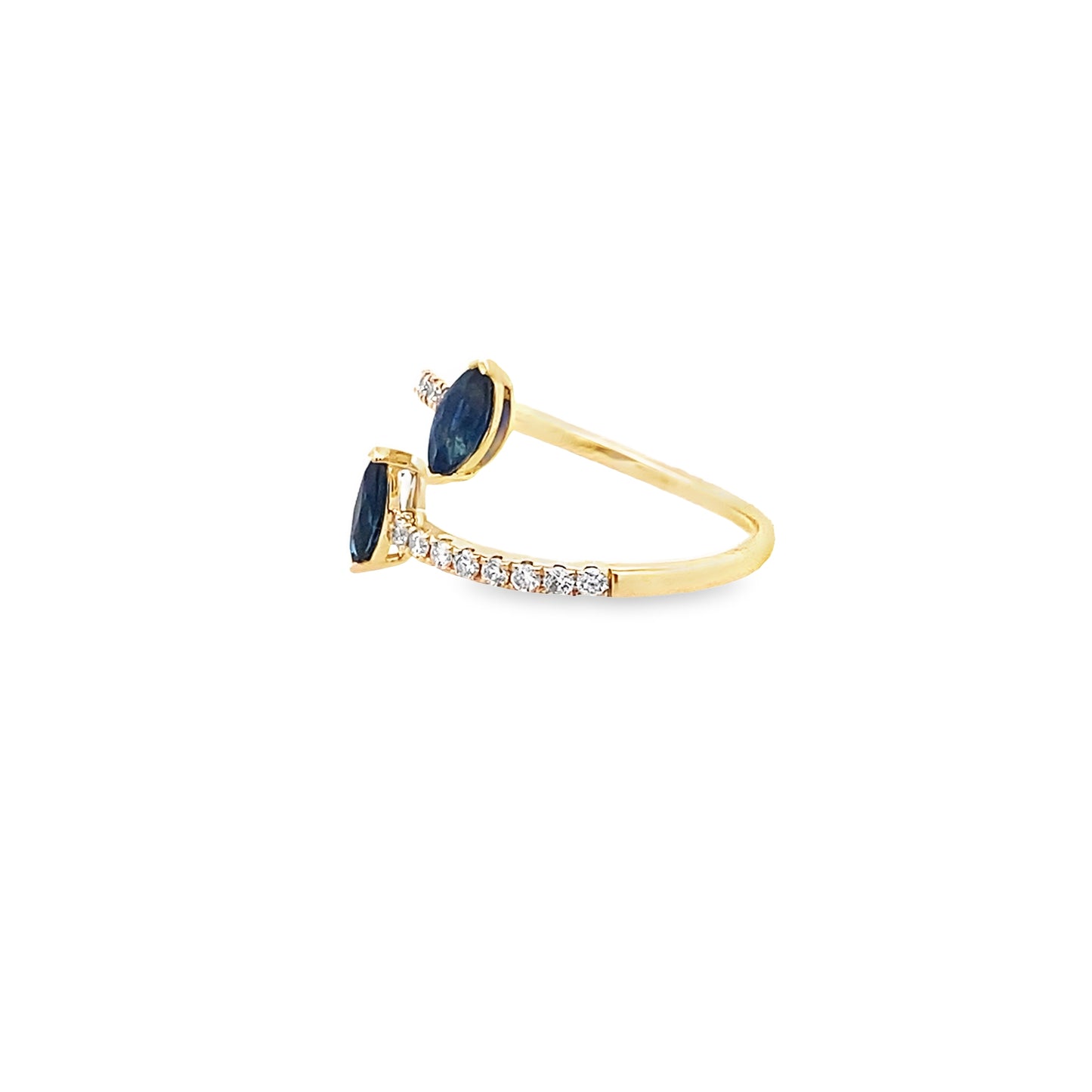 0.68Ctw Samq/0.22Ctw Dird 14K Yellow Gold Dia & Sapphires Ring Size 7 1.2Dwt
