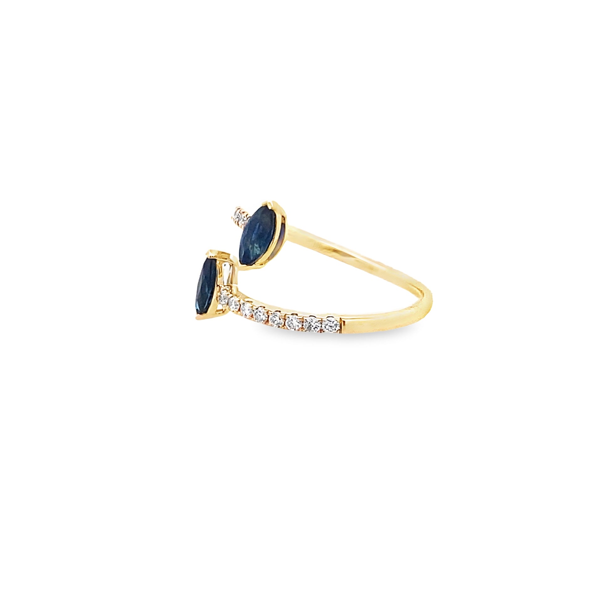 0.68Ctw Samq/0.22Ctw Dird 14K Yellow Gold Dia & Sapphires Ring Size 7 1.2Dwt