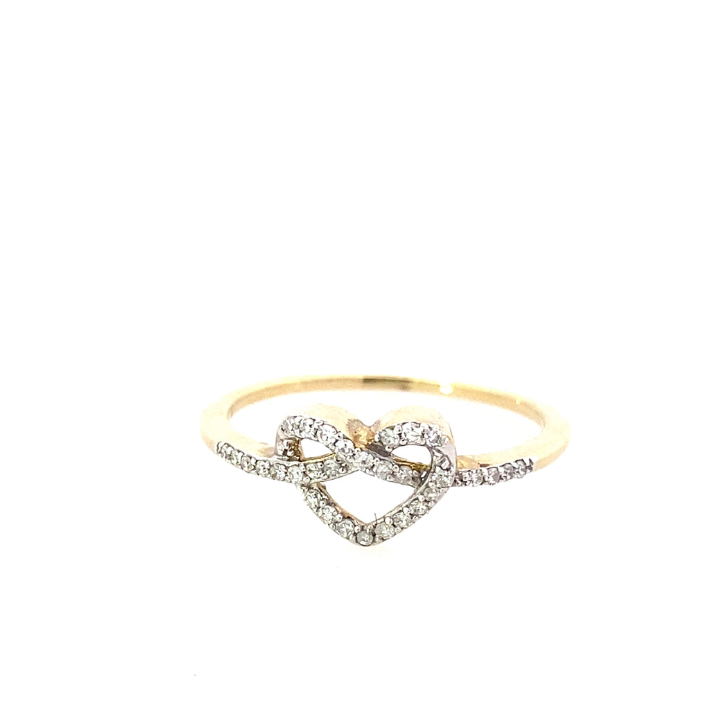 0.15Ctw 10K Yellow Gold Diamond Heart Ring Size 7 0.9Dwt