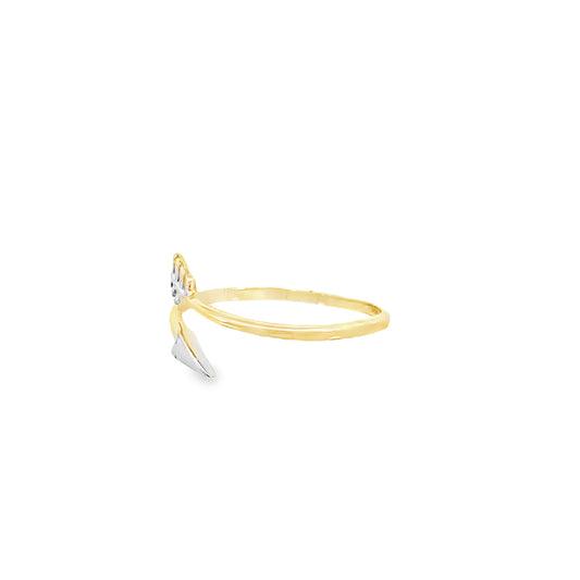 14K Two Tone Ladies Arrow Bypass Ring Size 7 0.6Dwt