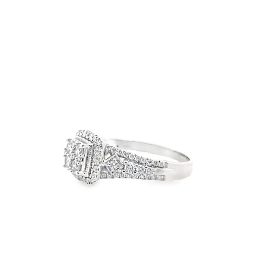 0.85Ct 14K White Gold Diamond Engagement Ring Size 7 2.6Dwt