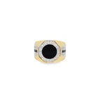 10K Yellow Gold Onyx Rd Black W/Cz Mens Ring Size 11 4.8Dwt
