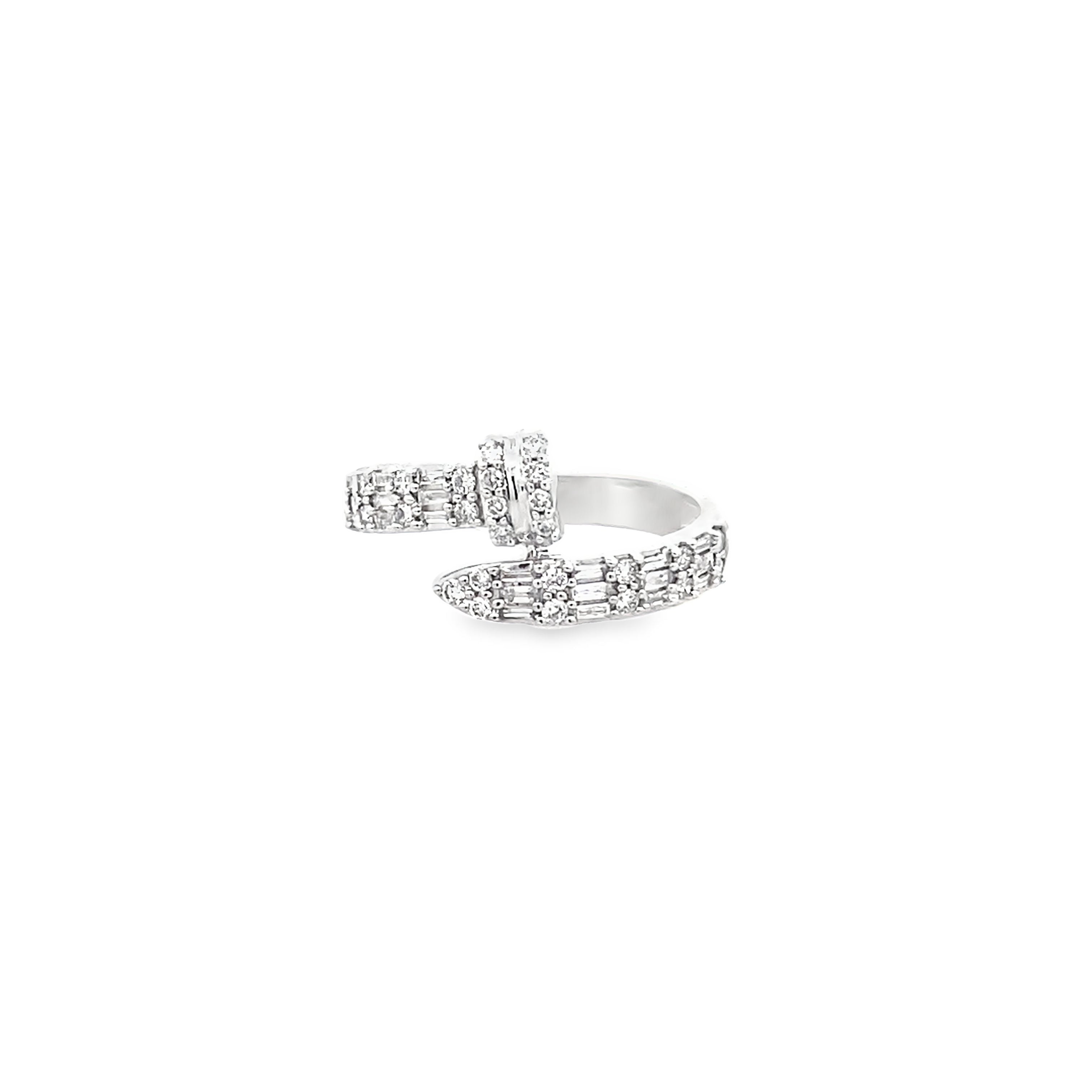 0.40Ctw 14K White Gold Diamond Nail Fashion Ring Size 7 2.0Dwt