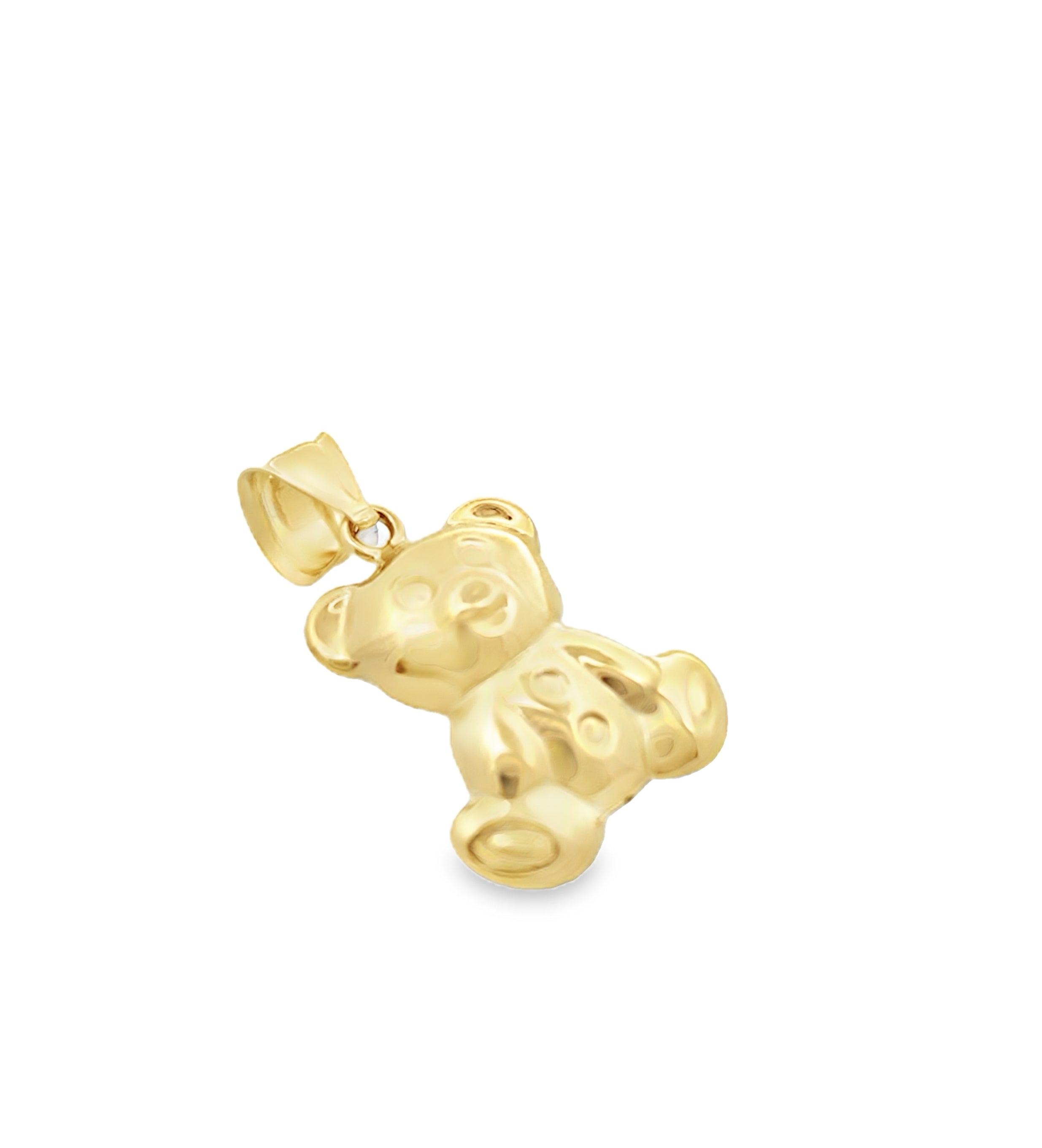 14K Yellow Gold Two Tone Puff Bear Pendant  1.3Dwt