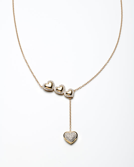 0.25Ctw 14K Yellow Gold Diamond Hearts Necklace 20In 2.0Dwt