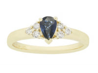 0.13Ctw Diamond 0.47Ctw Sapphire 14K Yellow Gold Ring Size 7 1.7Dwt