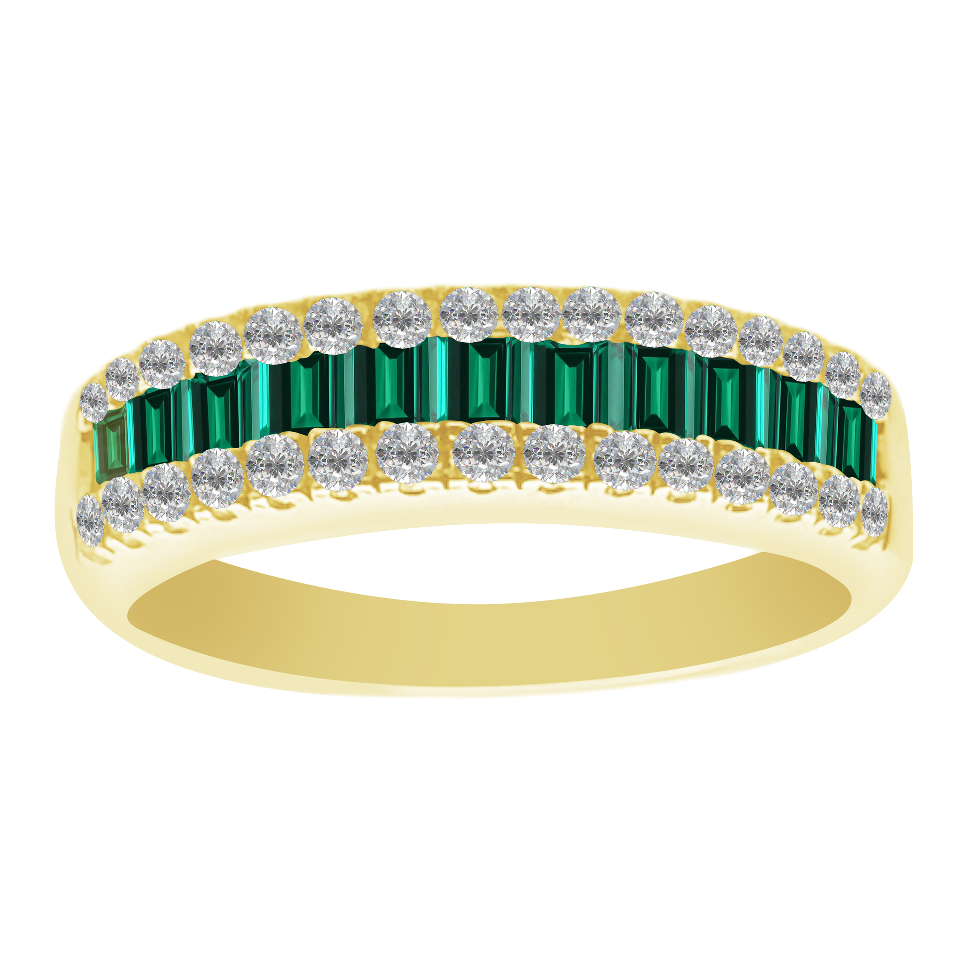 0.49 Emsq 0.30 Dird 14K Yellow Gold Emerald & Dia Ring Size 7 2.7Dwt
