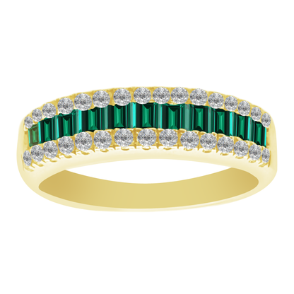 0.49 Emsq 0.30 Dird 14K Yellow Gold Emerald & Dia Ring Size 7 2.7Dwt