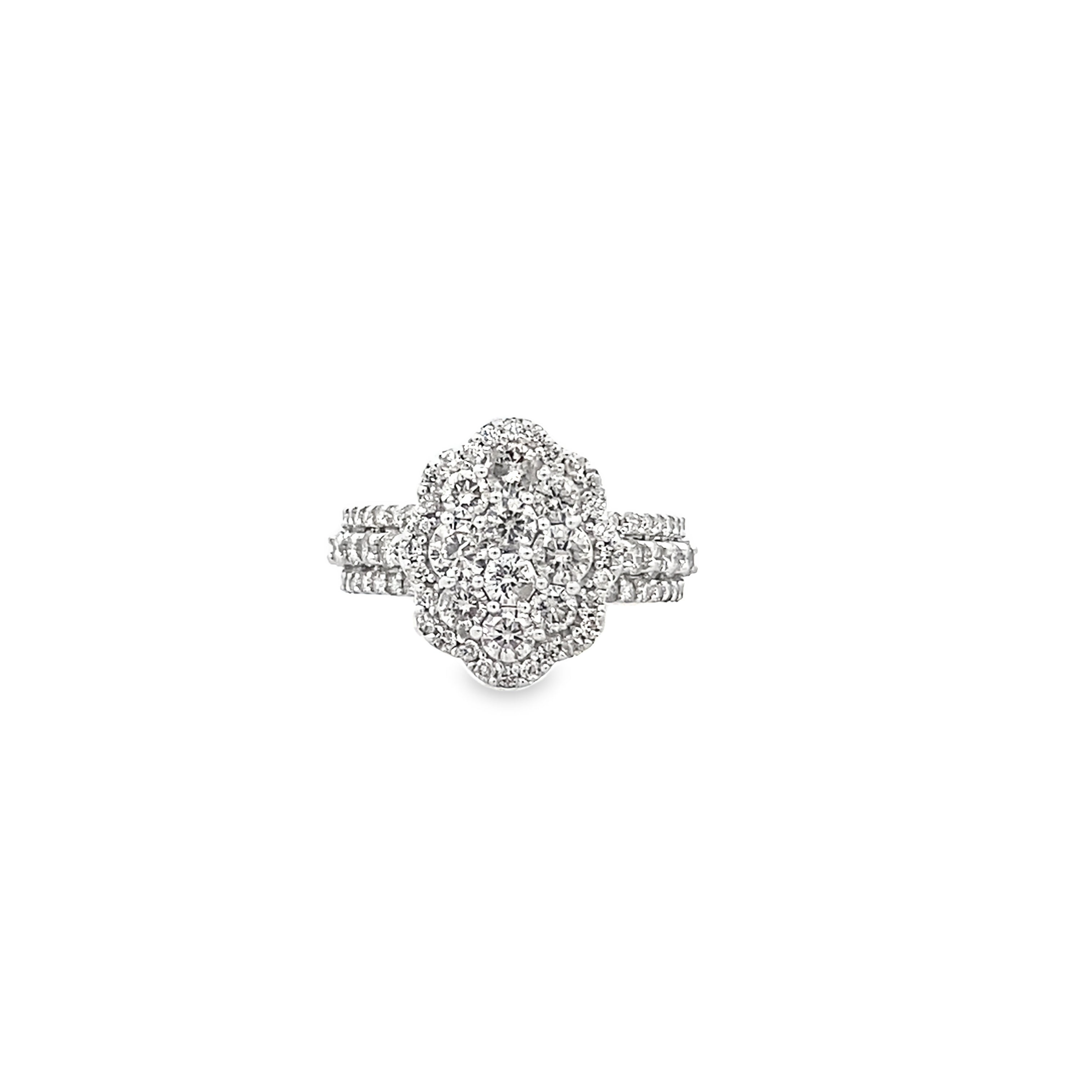 2.00Ctw 10K White Gold Diamond Fashion Ring Size 7 3.3Dwt