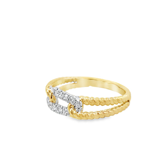 0.22Ctw 14K Yellow Gold Diamond Link Ring Size 7 2.2Dwt