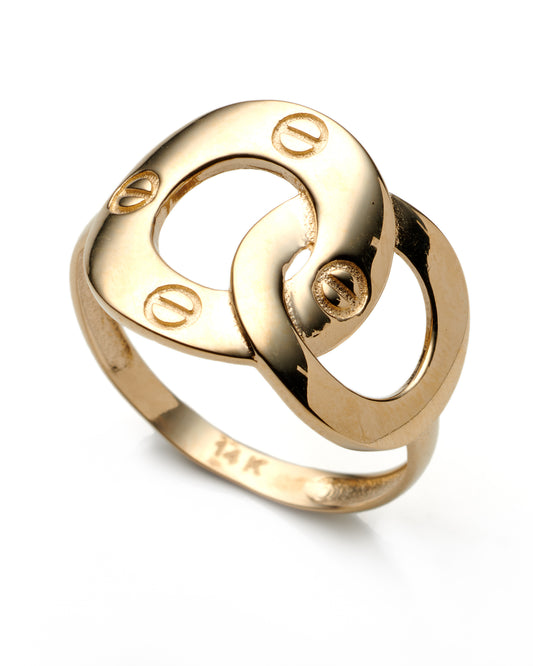 14K Yellow Gold Ladies Screw Style Fashion Ring Size 7 1.3Dwt