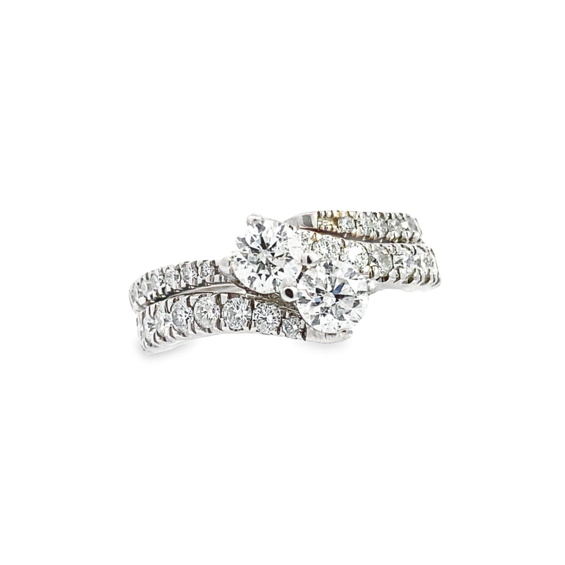14K White Gold Round Cut Diamond Bridal Set Size 6.5 5.3Dwt
