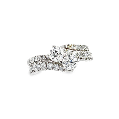 14K White Gold Round Cut Diamond Bridal Set Size 6.5 5.3Dwt