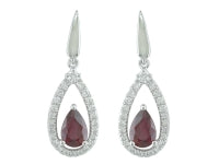 0.39Ctw Diamond & 1.20Ctw Ruby 14K White  Gold Oval Stu