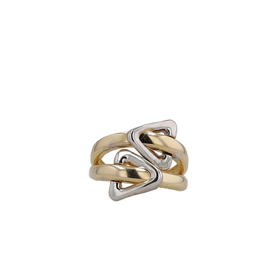 14K Two Tone Ladies Fashion Ring Size 8 2.9Dwt