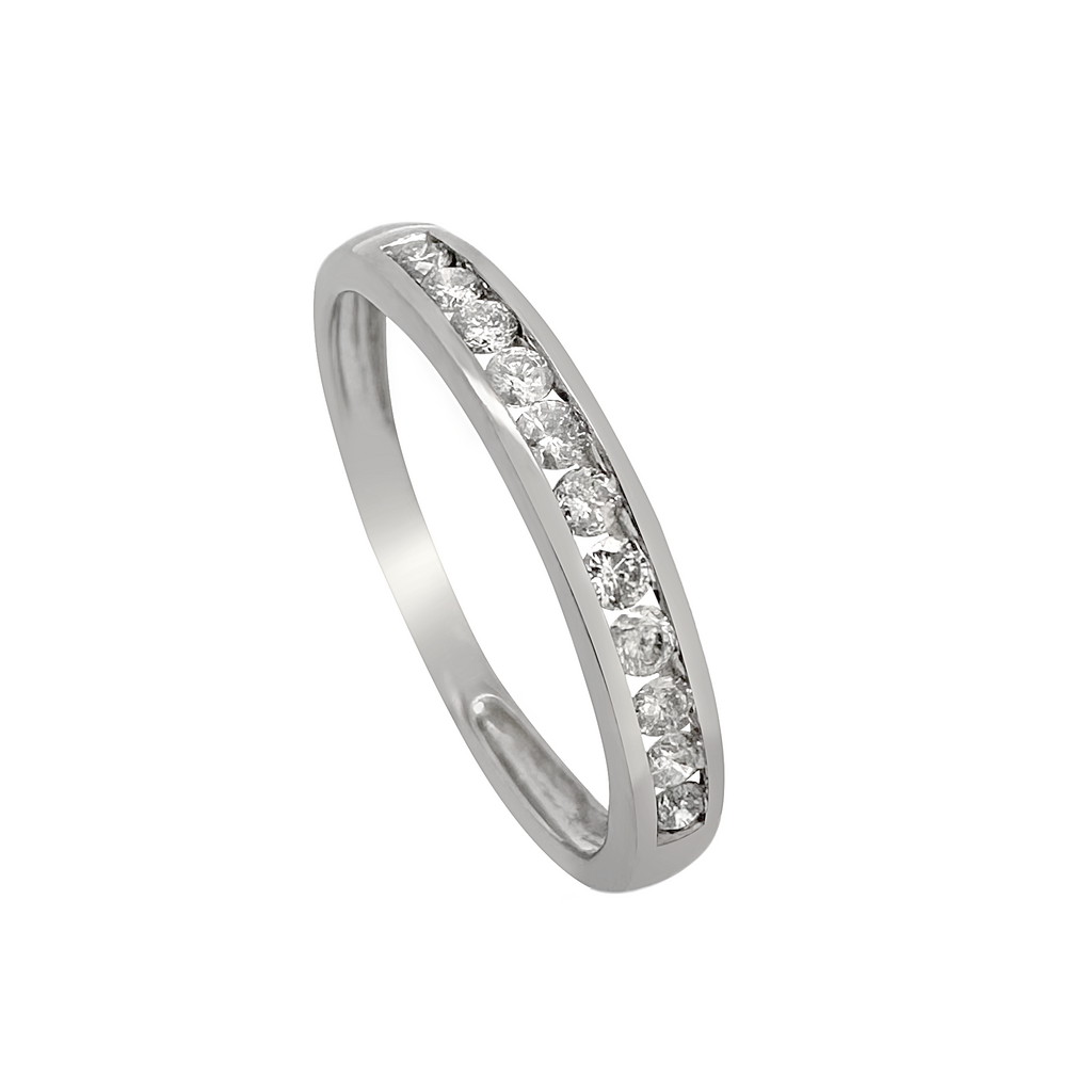 10K White Gold Diamond Wedding Band Size 7 1.0Dwt