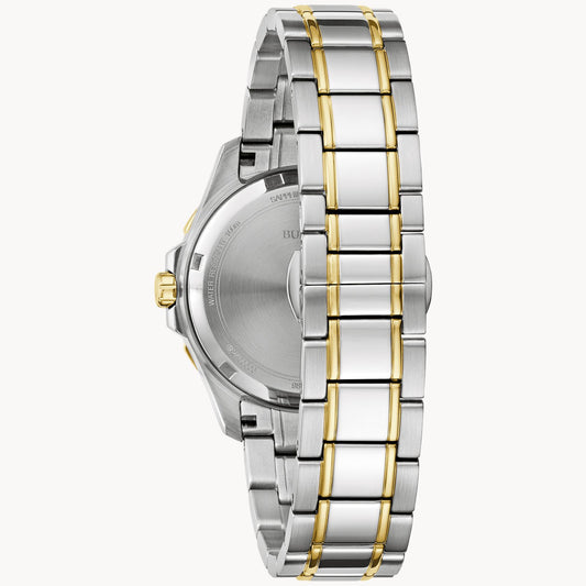 Bulova Marine Star Ladies Watch (98P227) Two Tone Mother Of Pearl Dial Diamond Markers