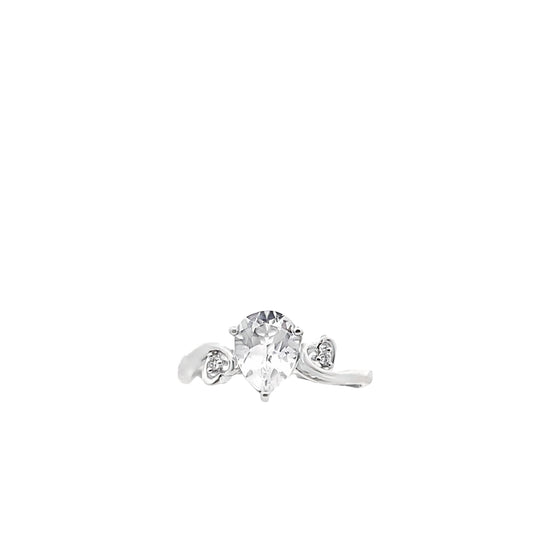 1.32 Wtpr/0.03Ctw Dird 14K White Gold White Topaz & Dia Ring Size 7 1.3Dw