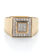 14K Yellow Gold Mens Square Cz Ring Size 11 5.0Dwt