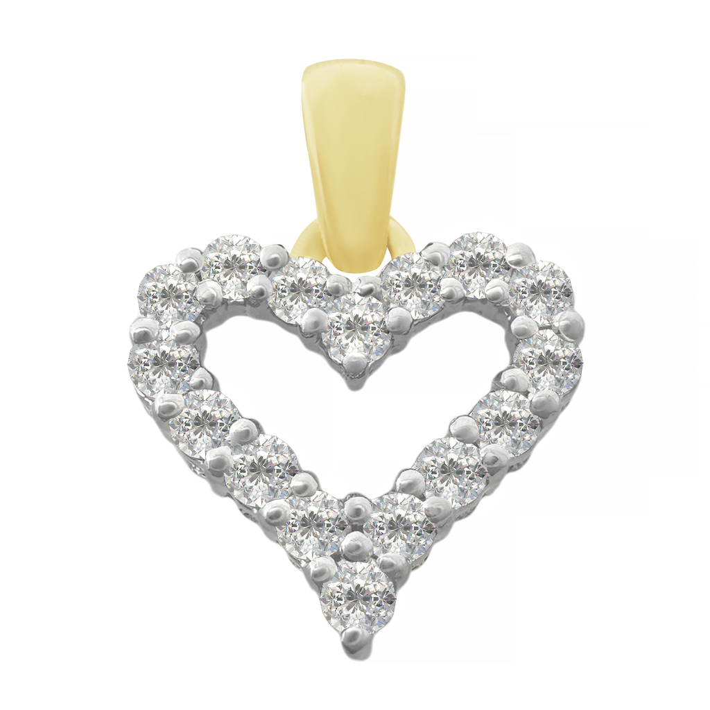 0.25Ctw 14K Yellow Gold Diamond Heart Pendant 0.7Dwt