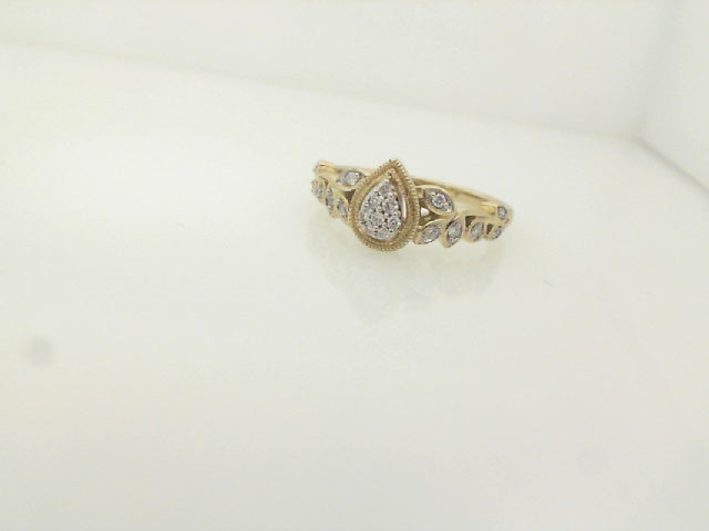 1/8Ctw 10K Yellow Gold Diamond Pear Shaped Promise Ring Size 7 2.1Dwt