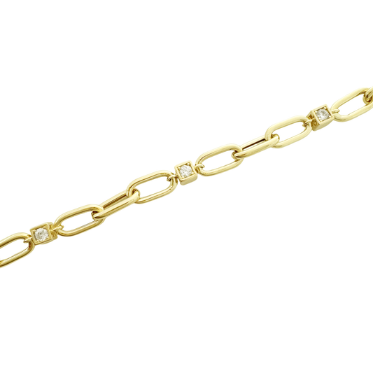 14K Yellow Gold Ladies Fancy Paperclip Bracelet 7.5In 5.4Dwt