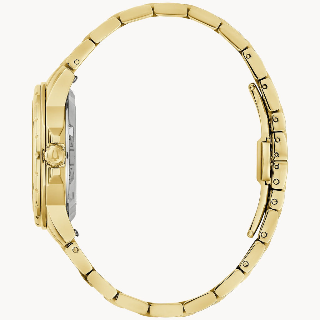 Bulova Marine Star Ladies Watch (97P171) Black Mother Of Pearl Dial Diamond & Roman Numeral Markers