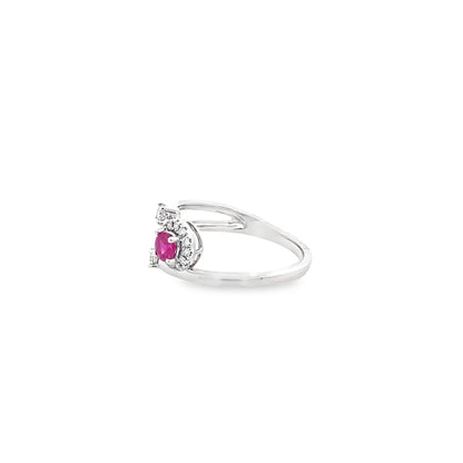 0.22Ctw Dird/0.28Ctw Rbrd 14K White Gold Ruby & Diamond Ring Size 7 2.0Dwt