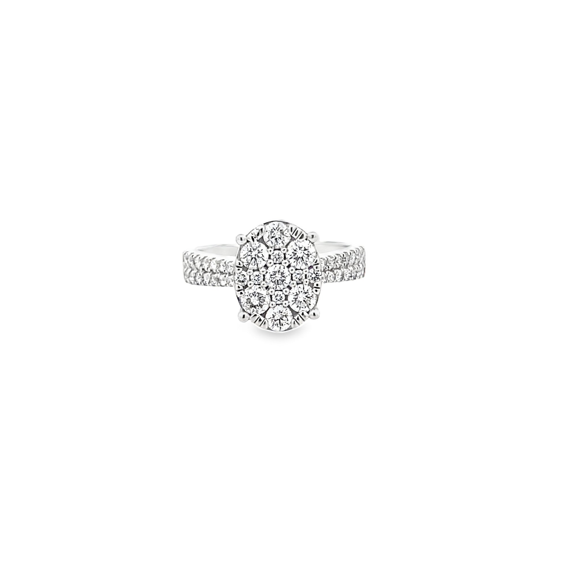 1.00Ctw 14K White Gold Diamond Oval Fashion Ring Size 7 3.0Dwt