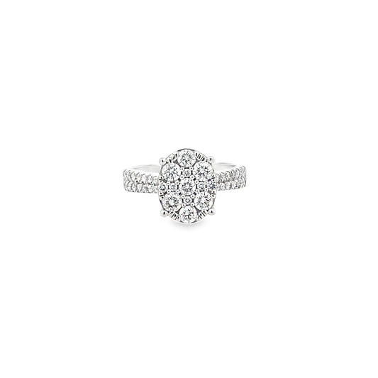 1.00Ctw 14K White Gold Diamond Oval Fashion Ring Size 7 3.0Dwt