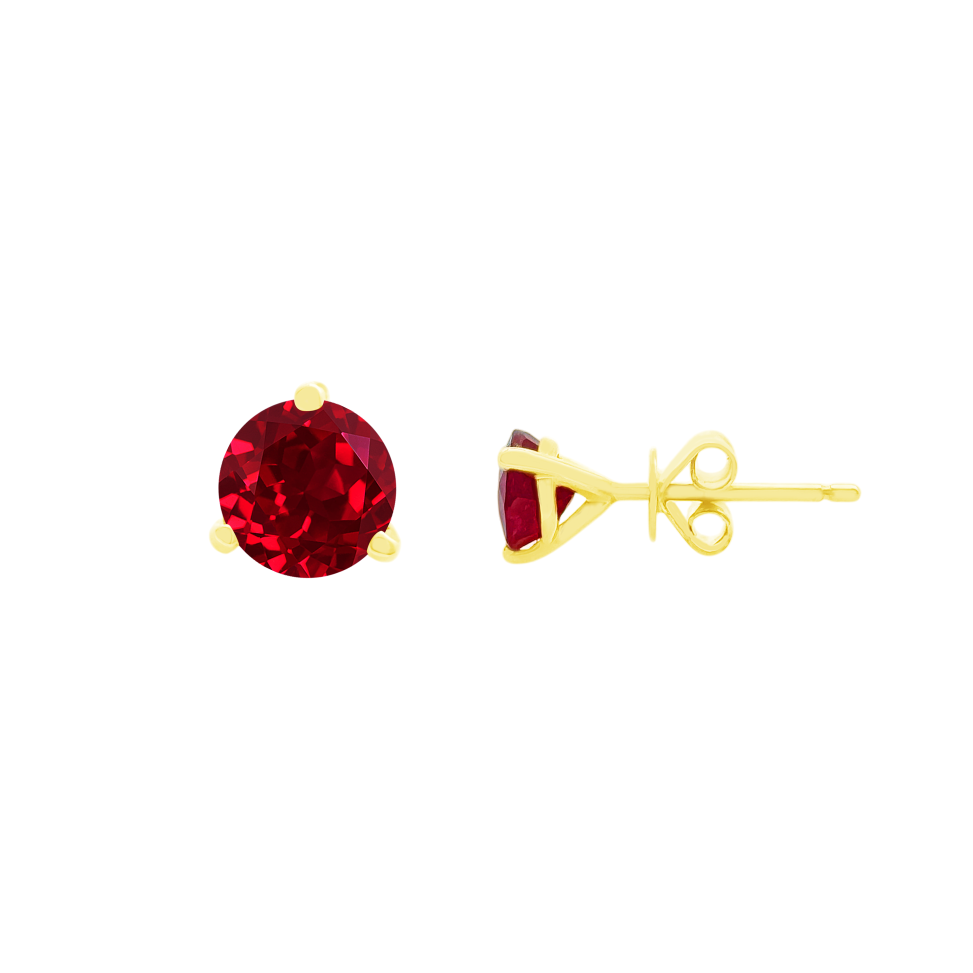 1.28Ct Ru 14K Yellow Gold Ruby Stud Earrings 0.7Dwt