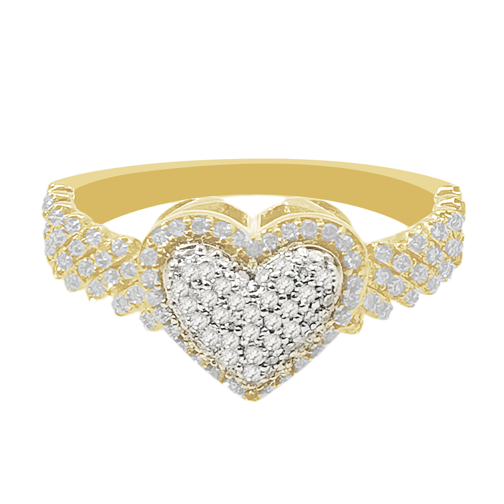 0.25Ctw Yellow Gold Lds Heart Diamond Fashion Ring Size 7 2.0Dwt