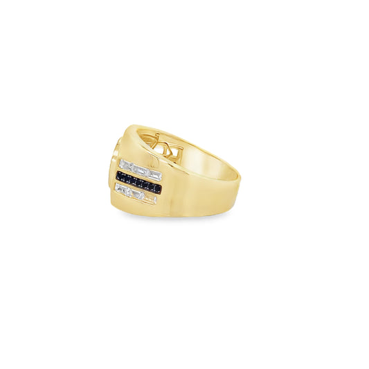 10K Yellow Gold Onyx Rd Black W/Cz Mens Ring Size 11 4.8Dwt