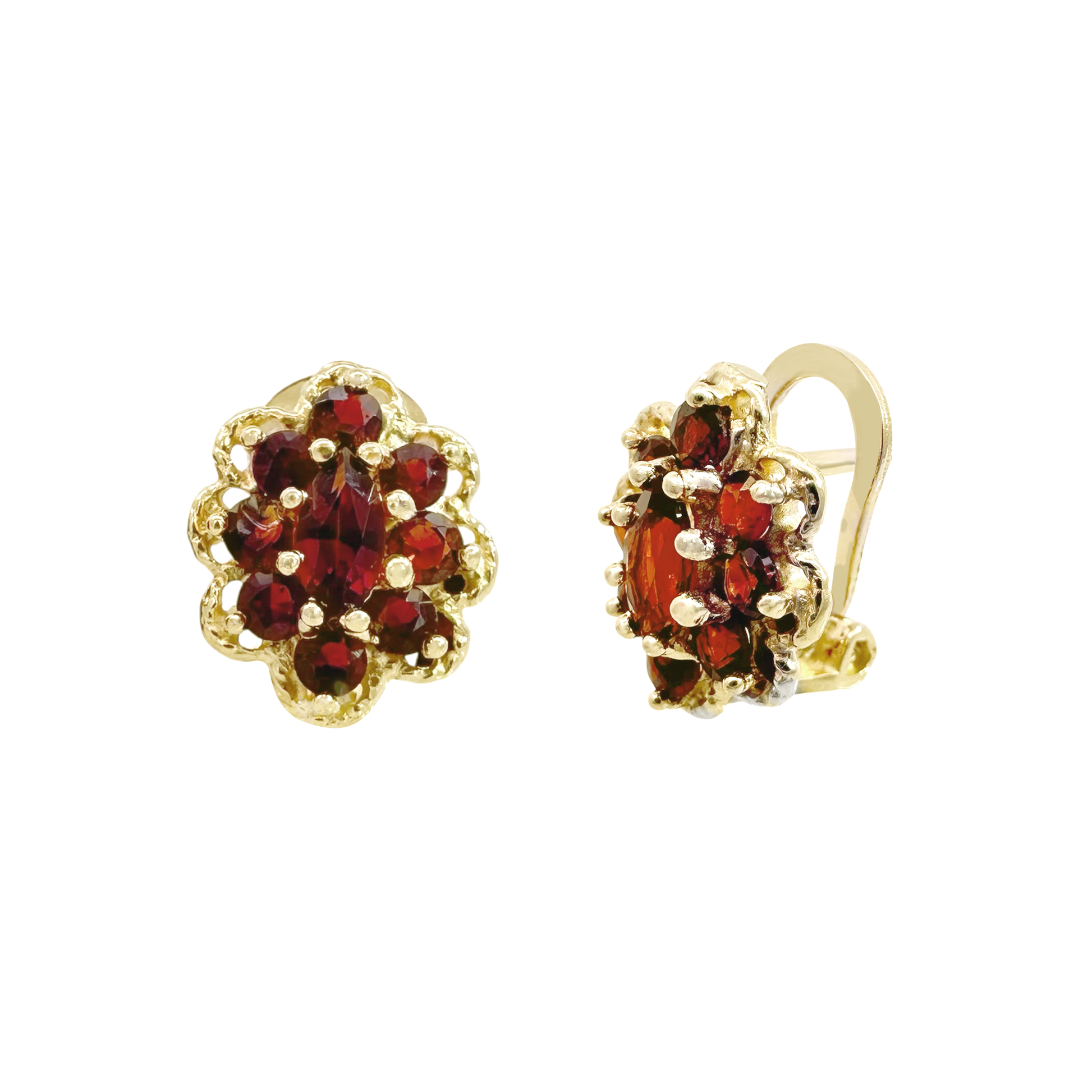 10K Yellow Gold Garnet Earrings 3.6Dwt