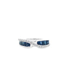 0.20Ctw Dird/ 1.05Ctw Sadc 14K White Gold Dia & Sapphire Ring Size 7 2.4Dwt