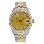Pre-Owned 1991 Rolex Datejust Two Tone Diamond Bezel & Champagne Diamond Dial On Jubilee Bracelet Model 68273g