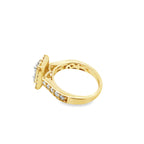 1.00Ctw 14K Yellow Gold Square Halo Engagement Ring Size 7 3.3Dwt