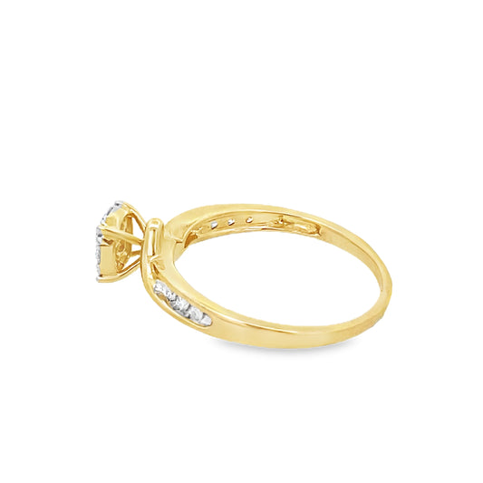 0.27Ctw 10K Yellow Gold Diamond Engagement Rings Size 7 1.2Dwt