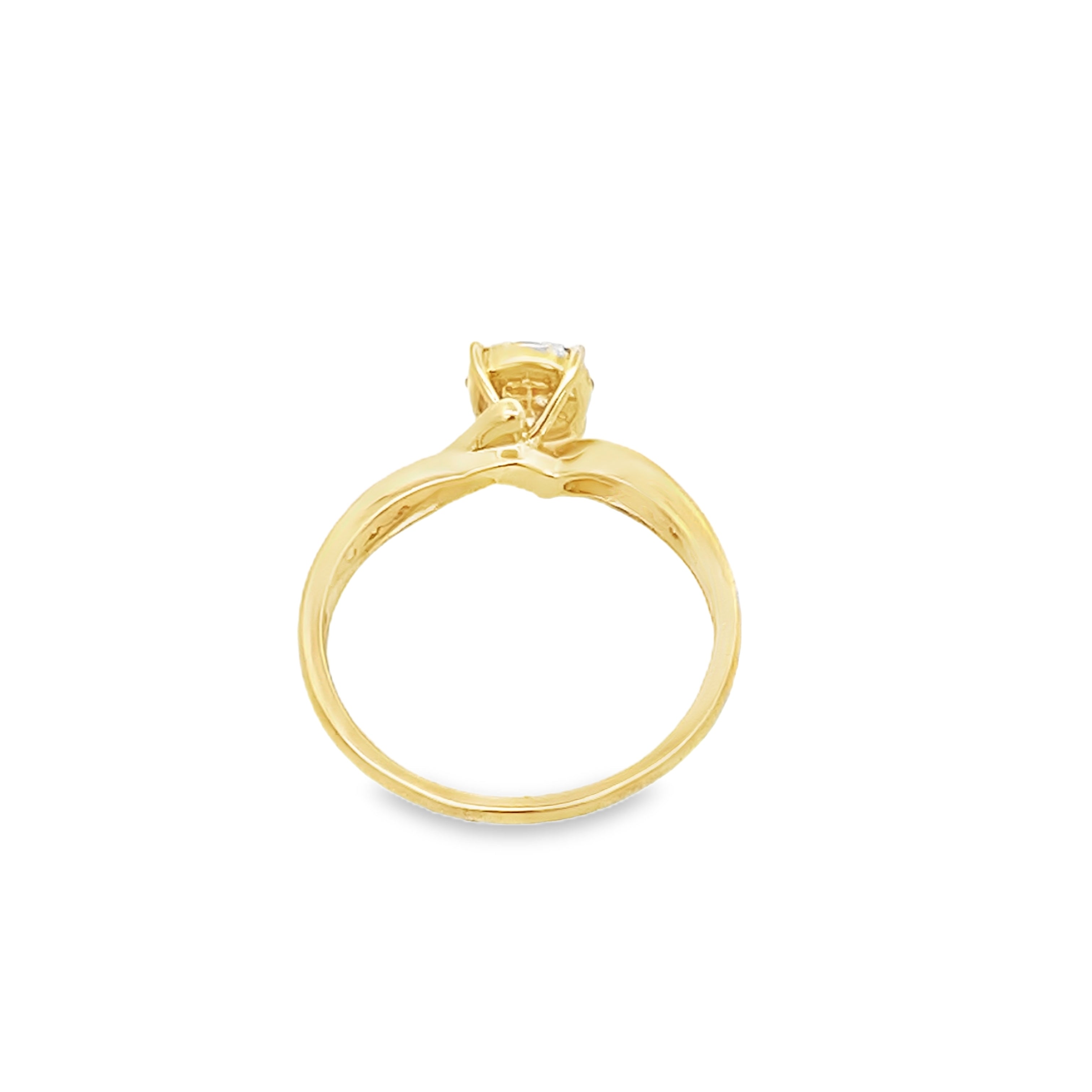 0.27Ctw 10K Yellow Gold Diamond Engagement Rings Size 7 1.2Dwt