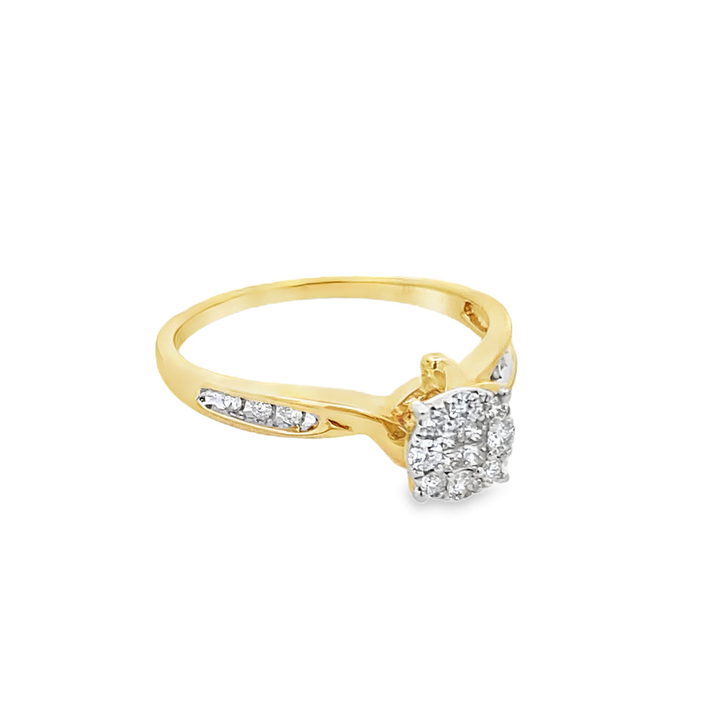 0.27Ctw 10K Yellow Gold Diamond Engagement Rings Size 7 1.2Dwt