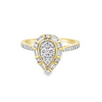 0.33Ctw 10K Yellow Gold Diamond Pear Engagement Ring Size 7 1.7Dwt